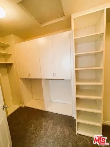 a view of walk in closet with empty racks