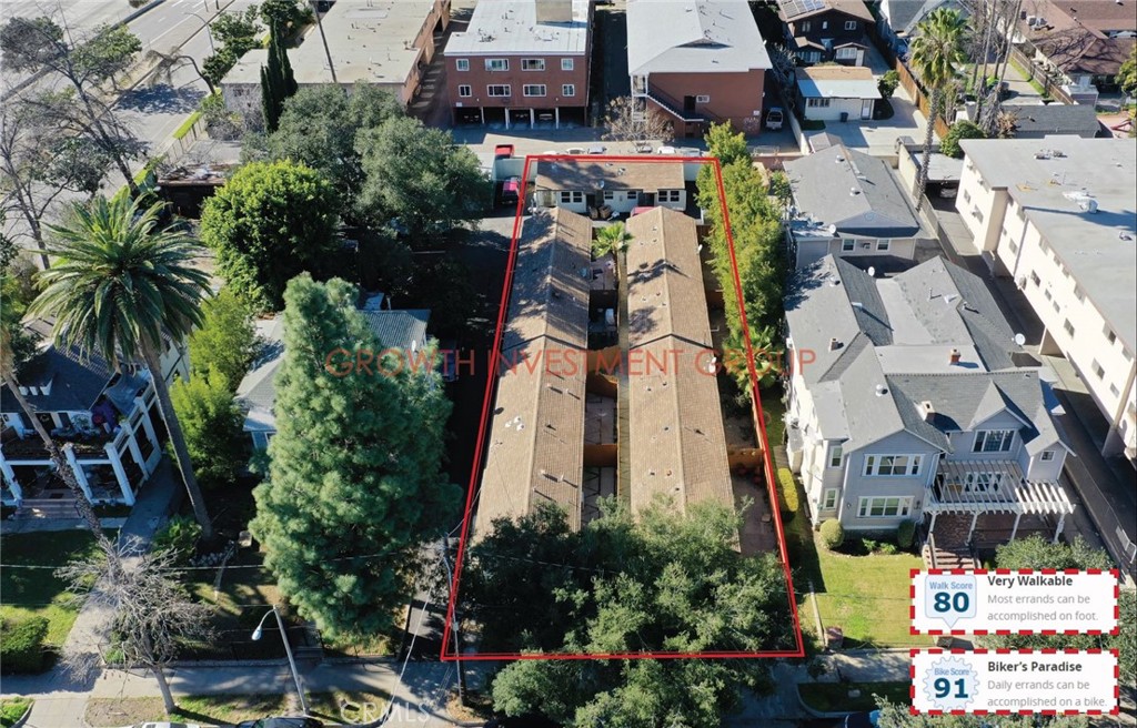 411-417 North Euclid Avenue Pasadena, CA 91101 - Photo 39 of 40 an aerial view of residential houses with outdoor space