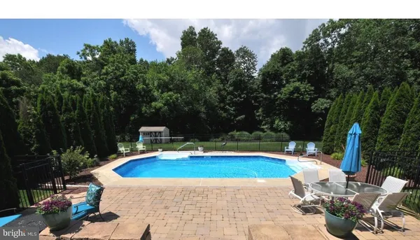 a view of a swimming pool with a patio