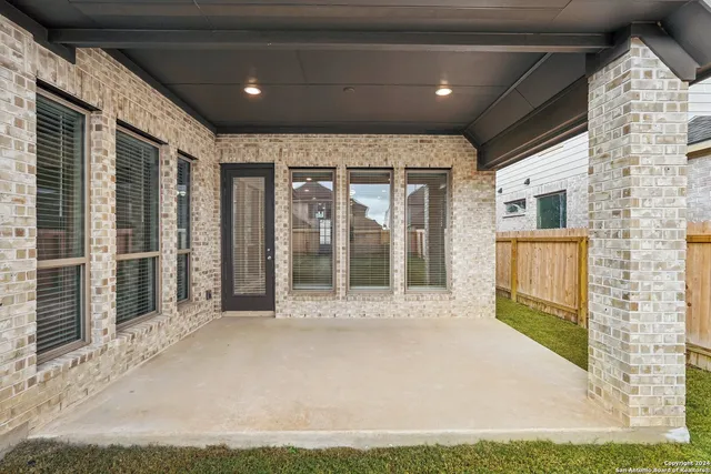 a view of porch with a large window