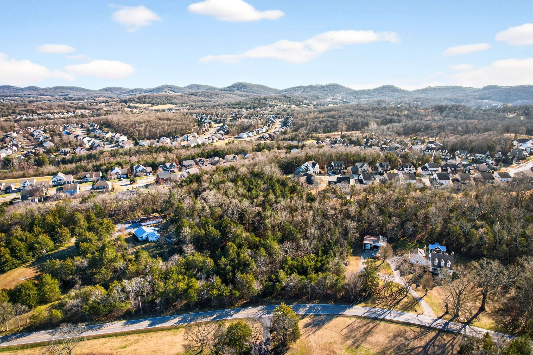 9877 Sam Donald Road Nolensville, TN 37135 - Photo 26 of 37 an aerial view of residential houses with outdoor space and trees