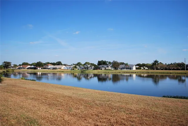 a view of a lake with houses