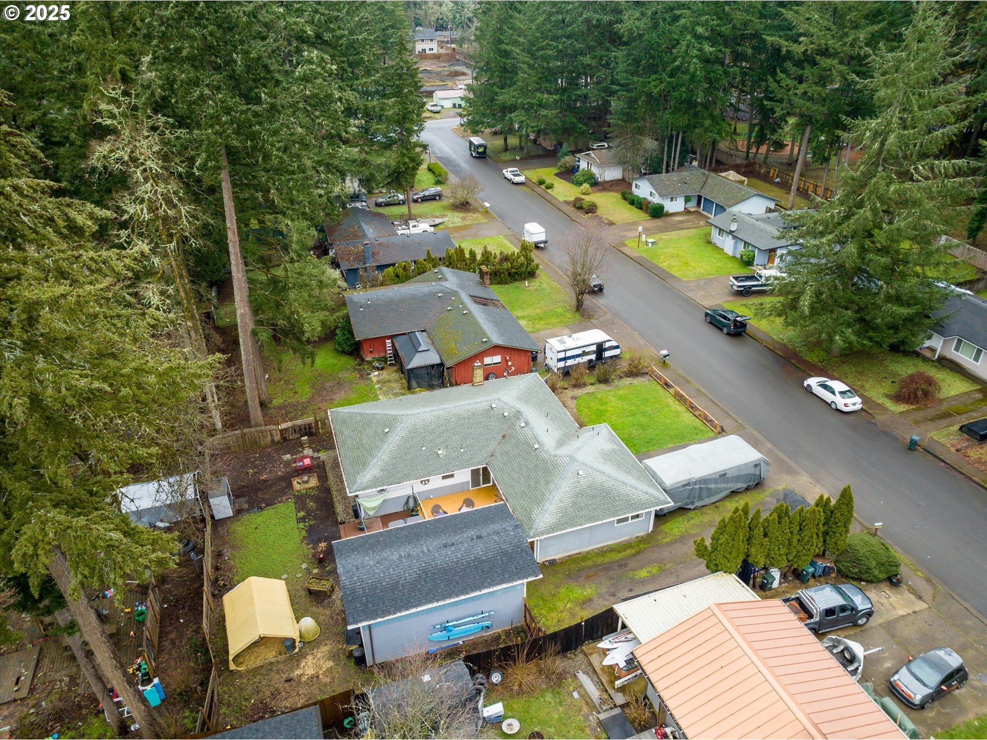 24795 Parkside Drive Veneta, OR 97487 - Photo 40 of 42 an aerial view of a house with a swimming pool patio and outdoor seating