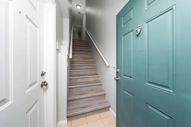 a view of a bathroom from the hallway