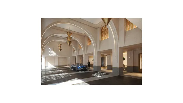 a picture of floor with a building in the background