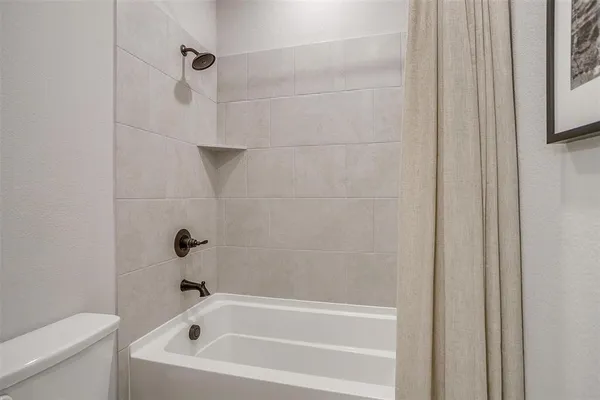 a bathroom with a bathtub