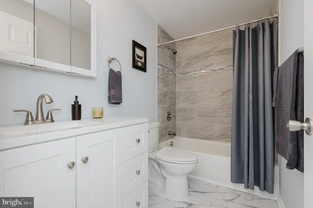 a bathroom with a shower toilet and sink