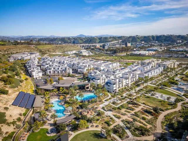 a view of a lake with a city