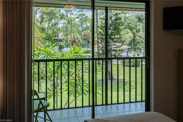 a view of a garden from a window