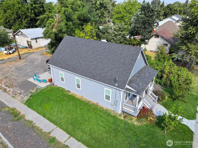 an aerial view of a house
