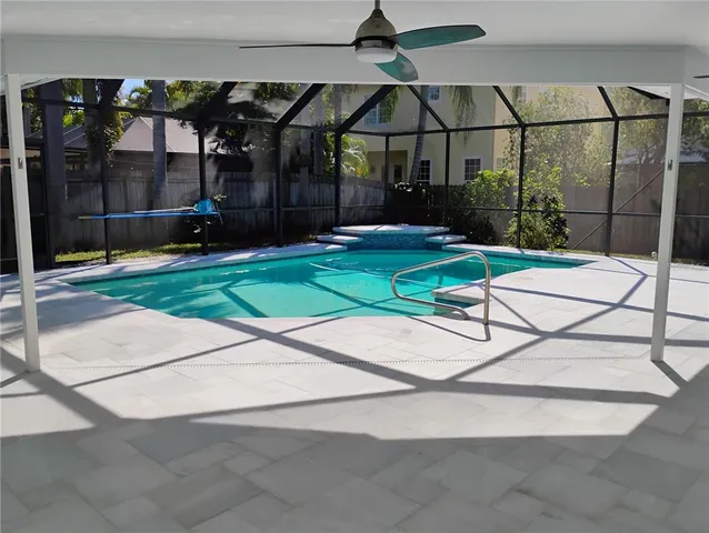 a view of a garden with an outdoor space