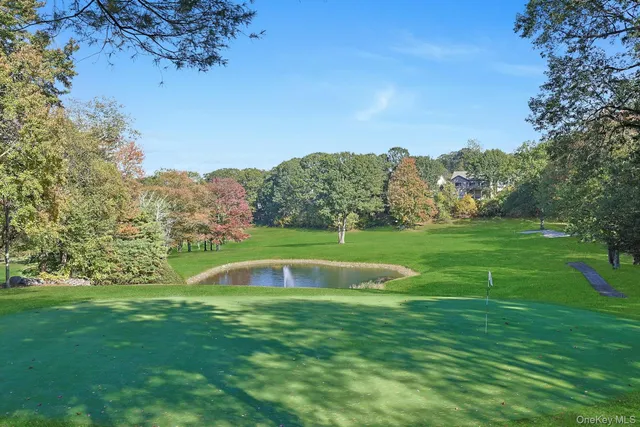 a view of a golf course with a garden