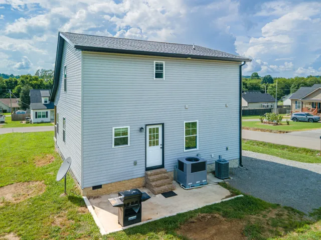 an aerial view of a swimming pool