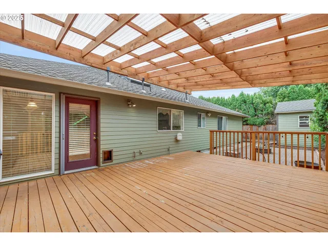 a view of a wooden deck
