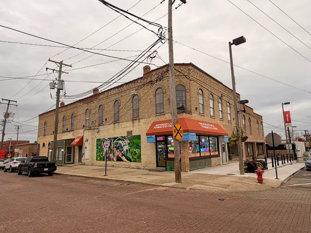 a front view of building