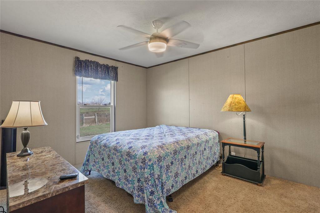 10240 Norrell Road Venus, TX 76084 - Photo 27 of 38 Carpeted bedroom featuring ceiling fan and ornamental molding