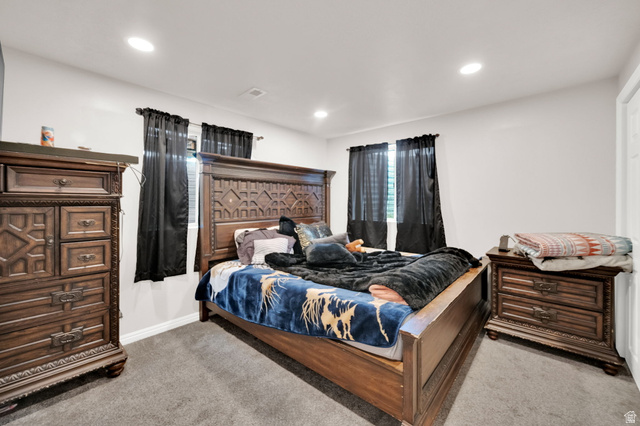 1284 North 900 West Clinton, UT 84015 - Photo 17 of 22 Bedroom with light colored carpet and recessed lighting