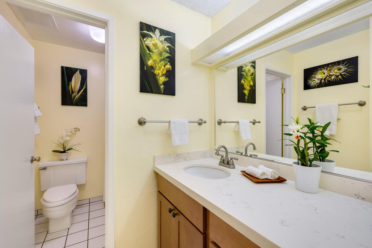 525 Aleka Loop, Unit E3 Kapaa, HI 96746 - Photo 14 of 23 a bathroom with a granite countertop sink and a mirror