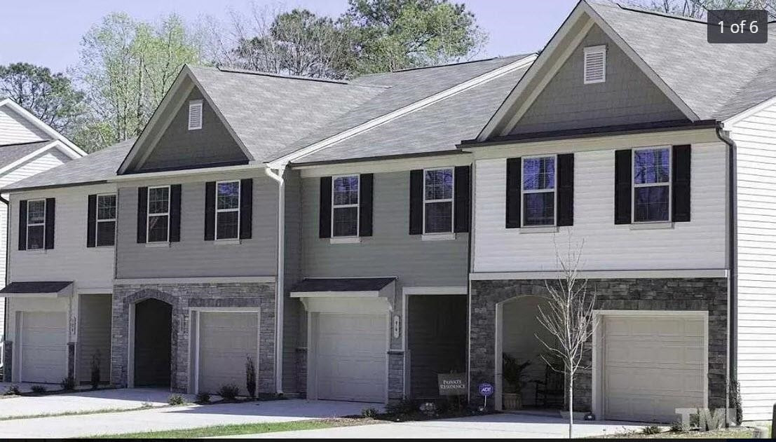 a aerial view of a house with a garden
