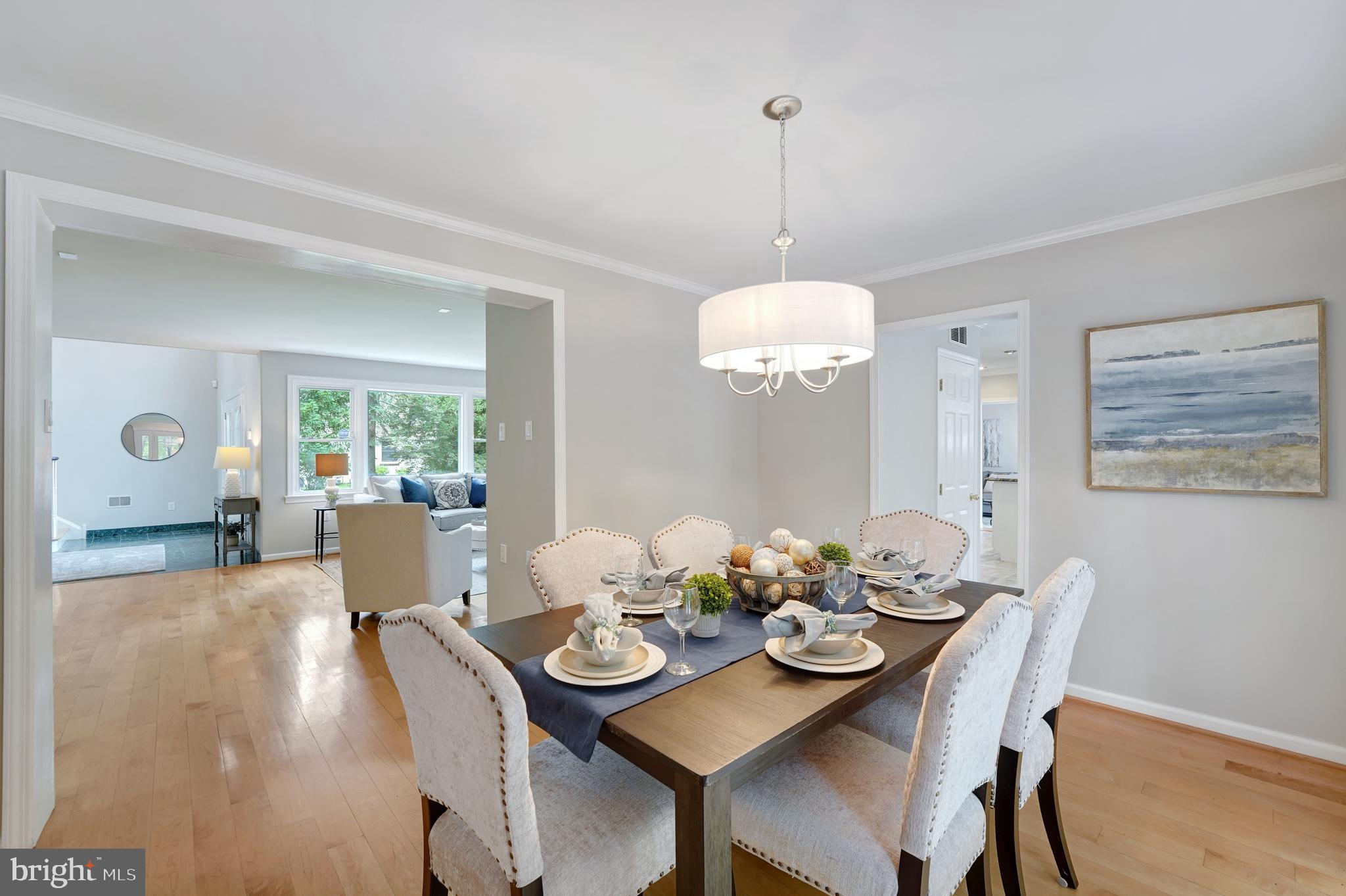 922 Hunt Road Radnor, PA 19008 - Photo 23 of 59 a view of a dining room with furniture wooden floor and chandelier