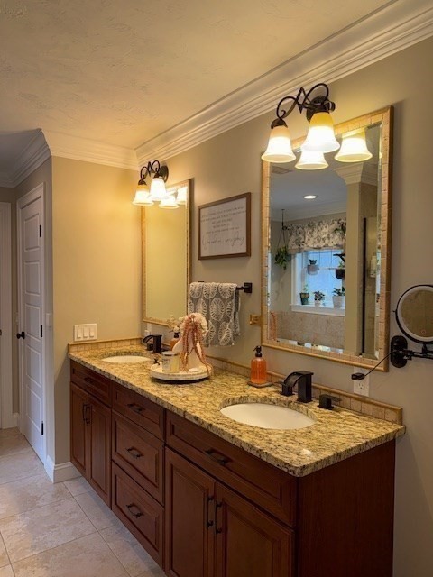 5 Deer Hill Road Oxford, MA 01537 - Photo 22 of 37 a bathroom with a granite countertop sink and a mirror