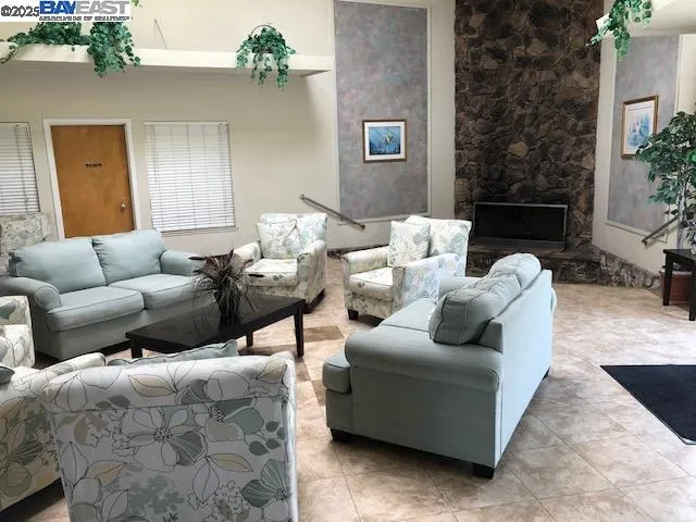 a living room with a table