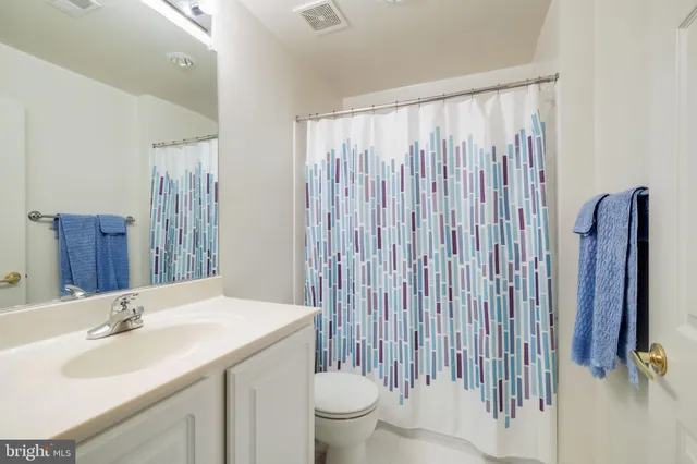 a bathroom with a double vanity sink toilet and shower