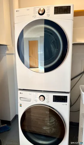 a utility room with a washer and dryer