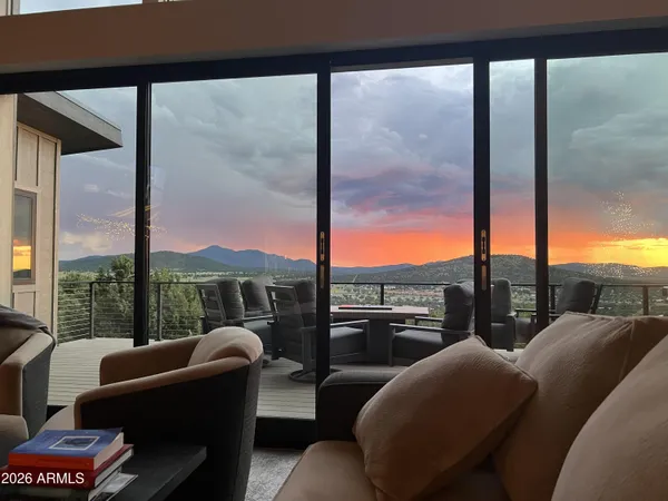 a balcony with furniture