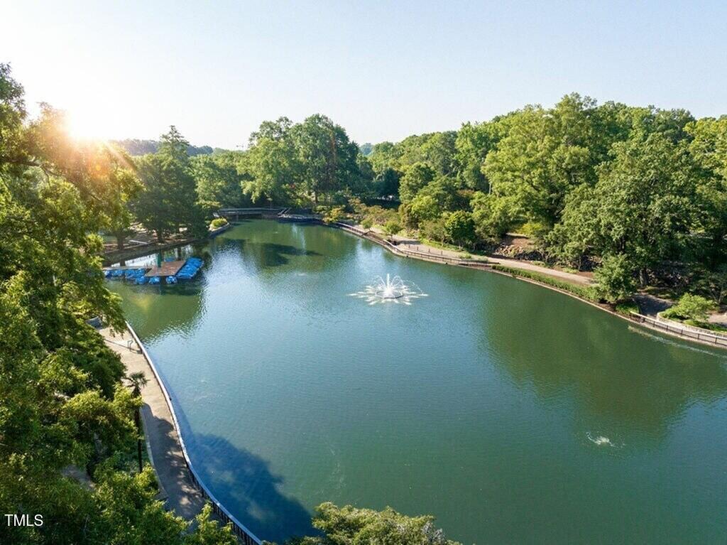 821 Hanbury Way, Unit A1 1 Raleigh, NC 27607 - Photo 41 of 43 an aerial view of a house with a yard and lake view