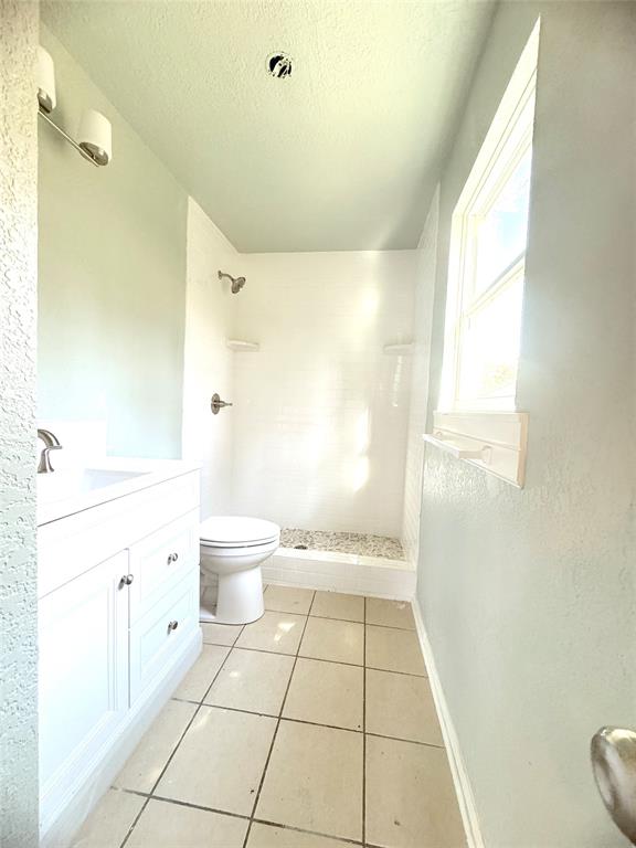 281 Lake Drive Mount Vernon, TX 75457 - Photo 8 of 13 a bathroom with a granite countertop sink a toilet and a shower