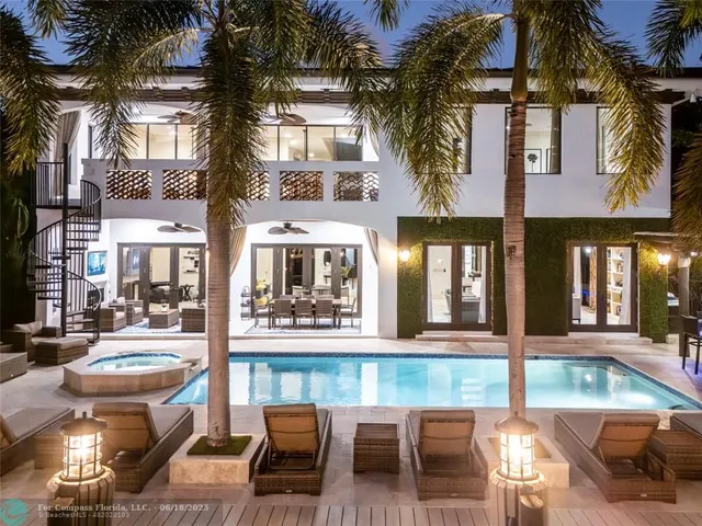 a outdoor dining space with furniture and outdoor view