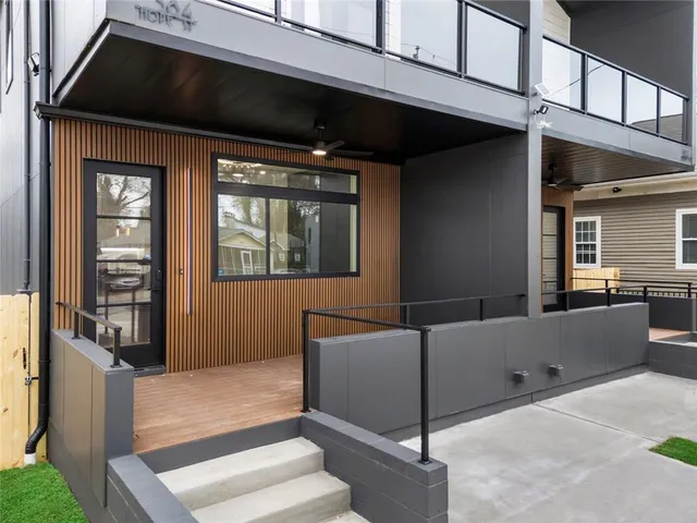 a view of a balcony with city view