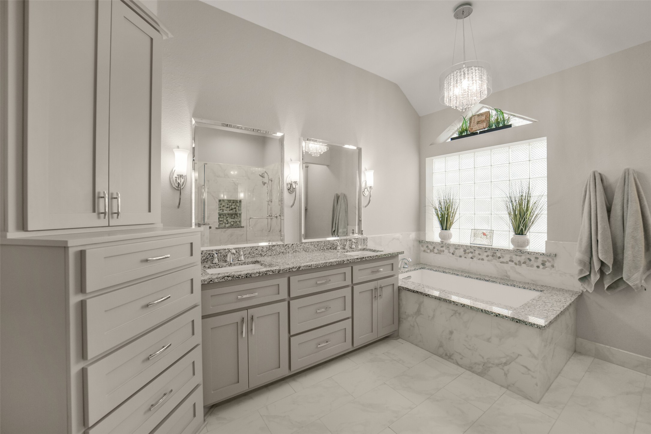 1310 Lambourne Circle Spring, TX 77379 - Photo 28 of 50 Custom cabinets and framed custom mirrors and 3cm Valle Nevado granite countertops and tub frame