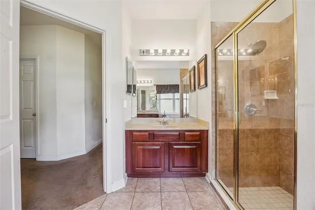 a view of a room with a large window