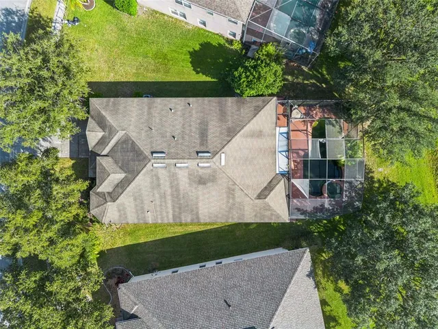 an aerial view of a house