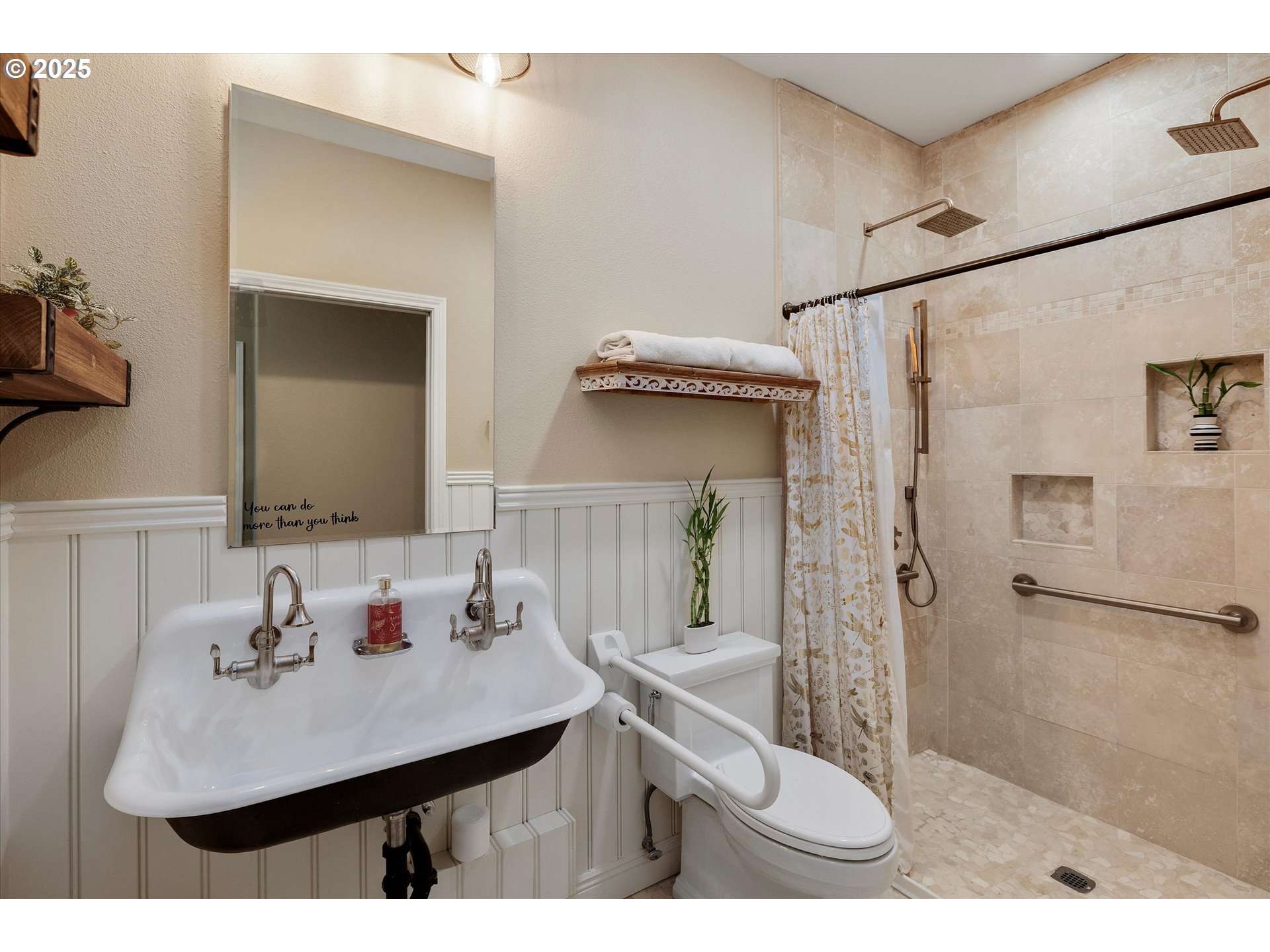 125 Telford Road Oregon City, OR 97045 - Photo 30 of 42 a bathroom with a sink vanity granite shower and a mirror