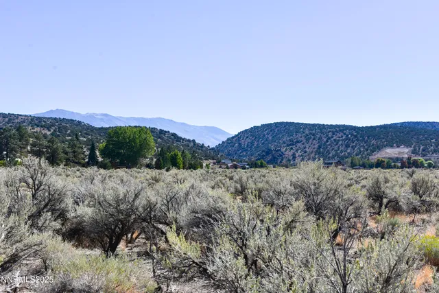 a view of mountain and a yard