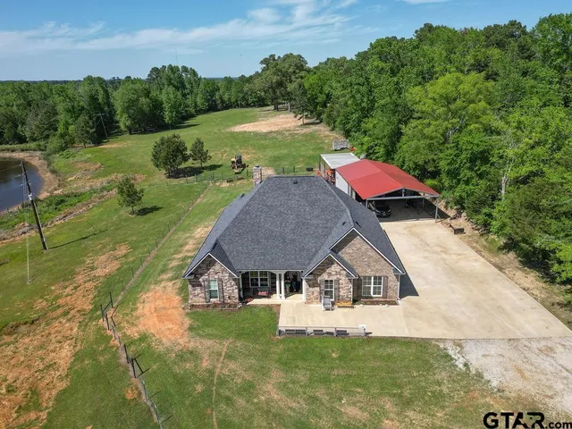 an aerial view of a house