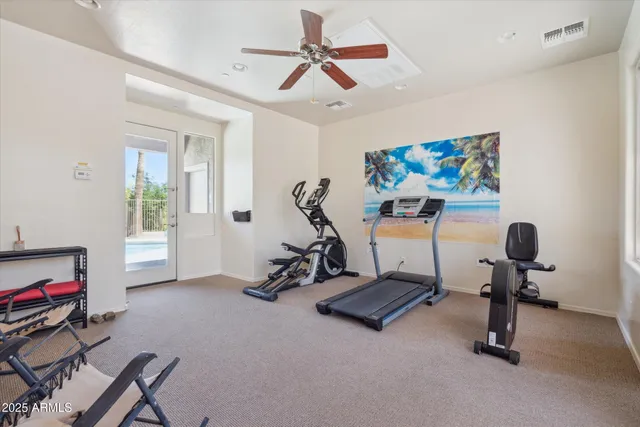 a view of a room with gym equipment