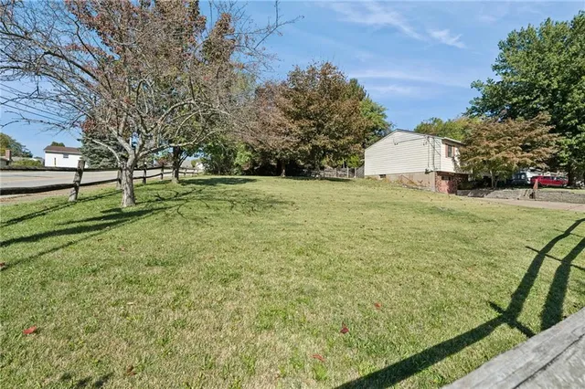 a view of a field with of trees