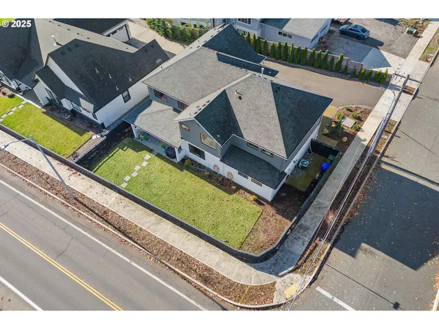 an aerial view of a house