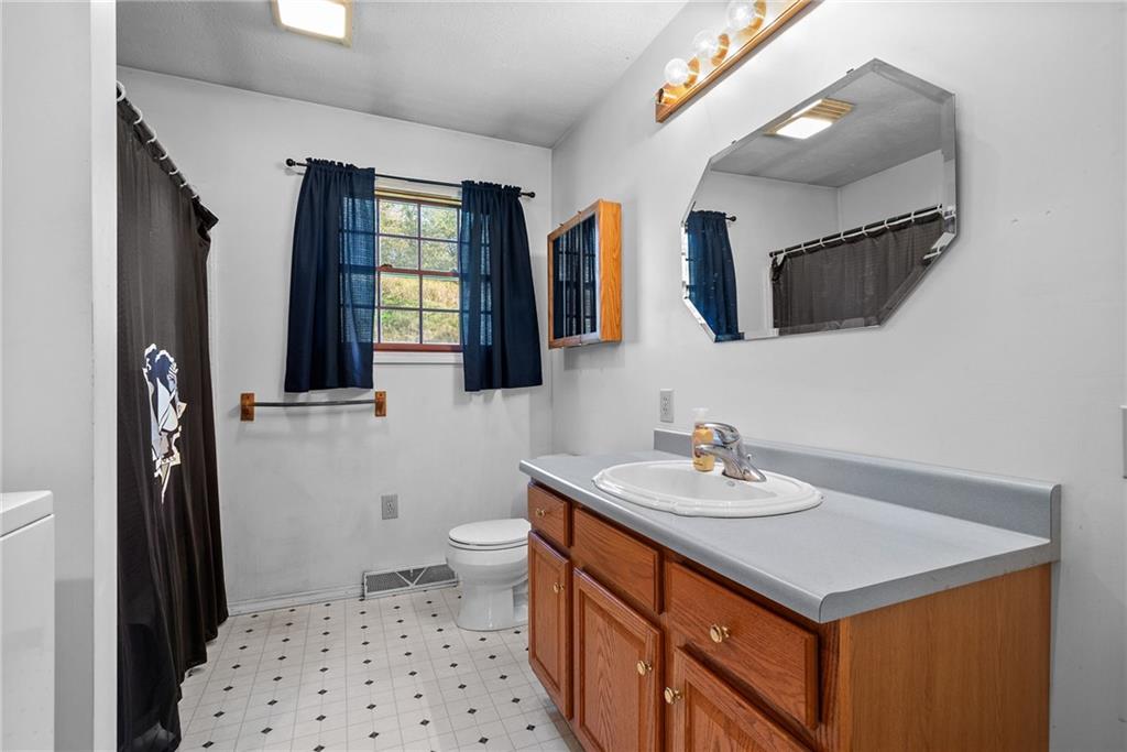 573 Shaffer Road Hookstown, PA 15050 - Photo 21 of 41 a bathroom with a sink a toilet a mirror and shower