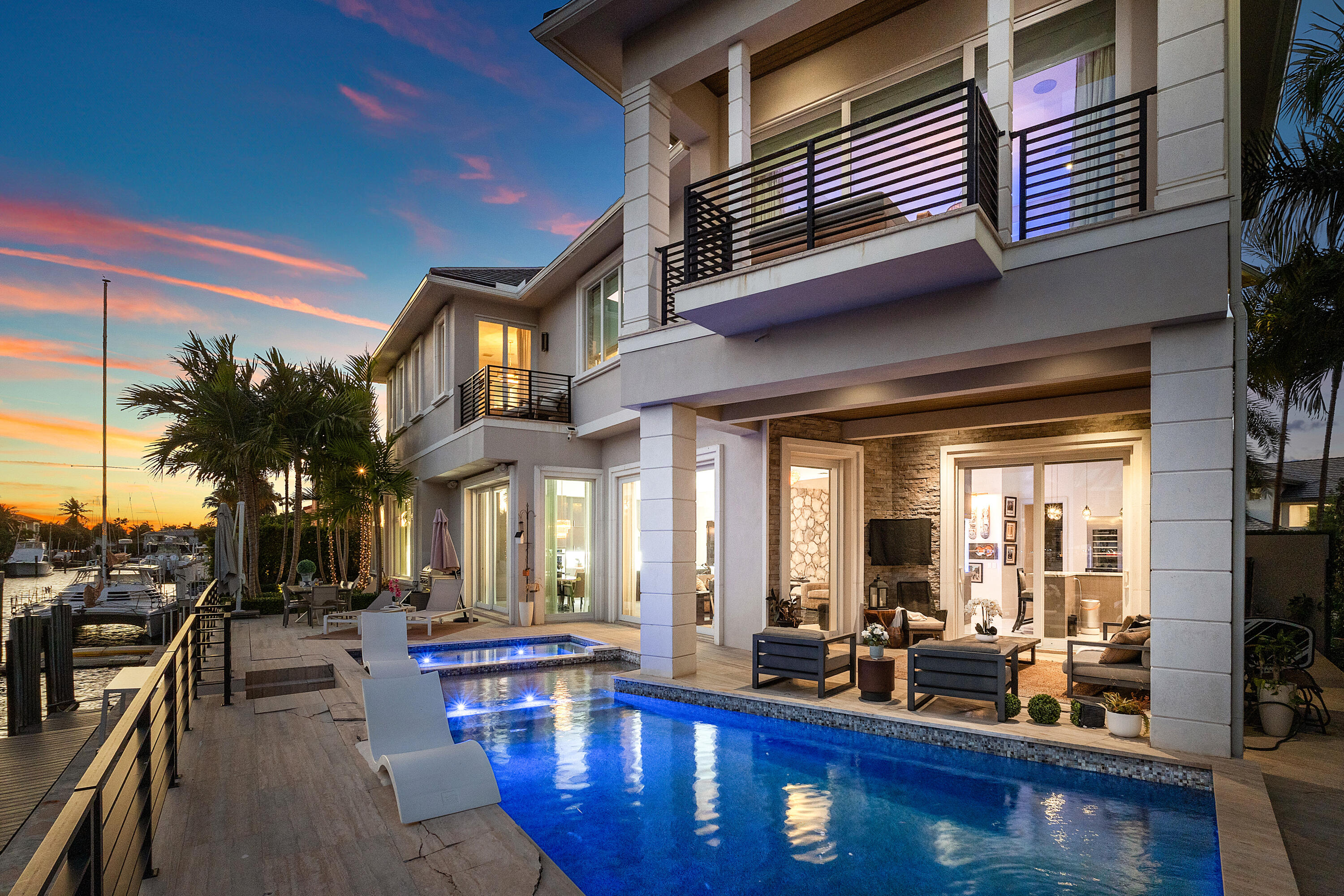 896 Northeast Mulberry Drive Boca Raton, FL 33487 - Photo 61 of 75 Exterior Pool- Twilight