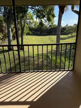 a view of balcony with a garden