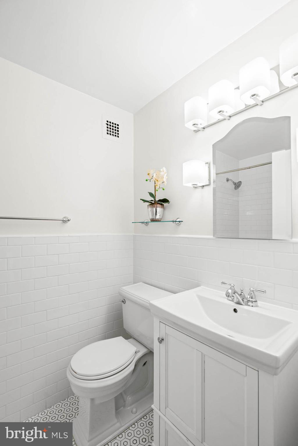 4740 Connecticut Avenue Northwest, Unit 204 Washington, DC 20008 - Photo 22 of 33 a bathroom with a sink a toilet and mirror