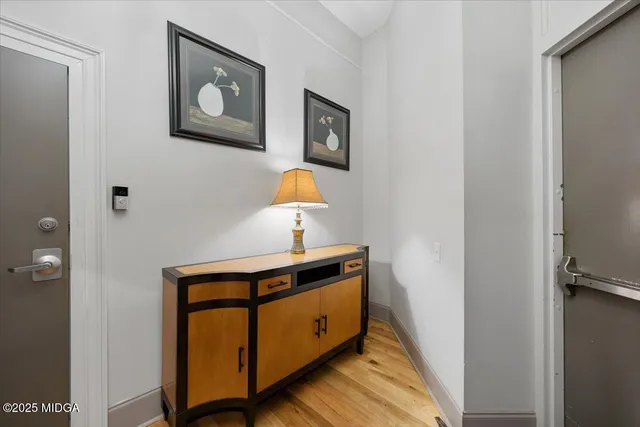 a view of a hallway with entryway