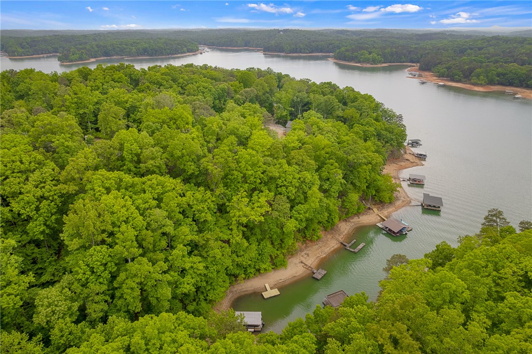 5 Shelor Ferry Road Fair Play, SC 29643 - Photo 6 of 17 Expansive aerial view highlighting the surrounding Lake Hartwell water, wooded privacy, and cove access.