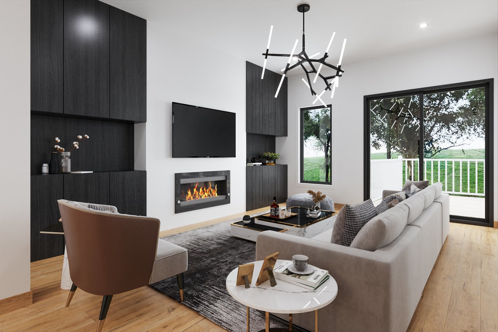 836 Circle Avenue Forest Park, IL 60130 - Photo 4 of 8 a living room with furniture a fireplace and a flat screen tv