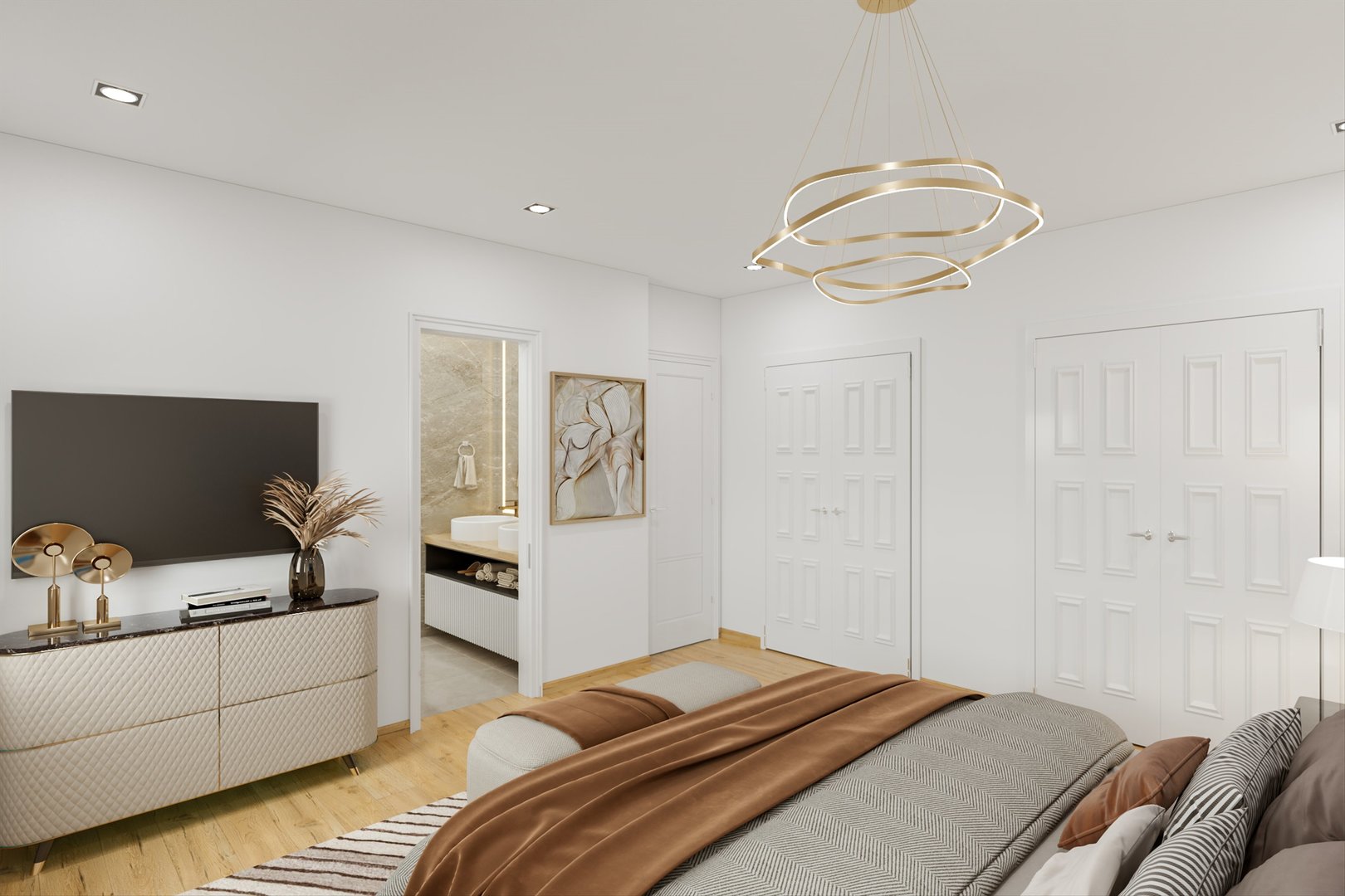 836 Circle Avenue Forest Park, IL 60130 - Photo 5 of 8 a bedroom with a bed and a flat screen tv